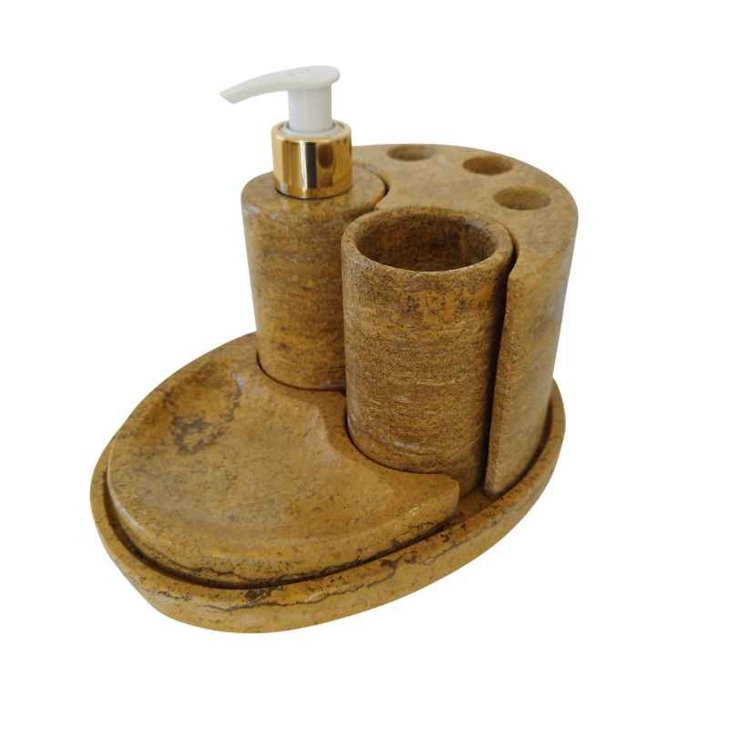 Modern Marble Bathroom Accessory Set.